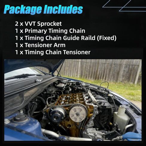 مجموعة سلسلة توقيت المحرك من AUCERAMIC مناسبة لشركة Hyundai Elantra 2017-2020، Veloster 2019-2021، Kona 2018-2021 | كيا فورتي 2017-2022، Forte5 EX/LX 2017-2018 2.0L، استبدال OE #24350-2E700　24370-2E010 in Kuwait