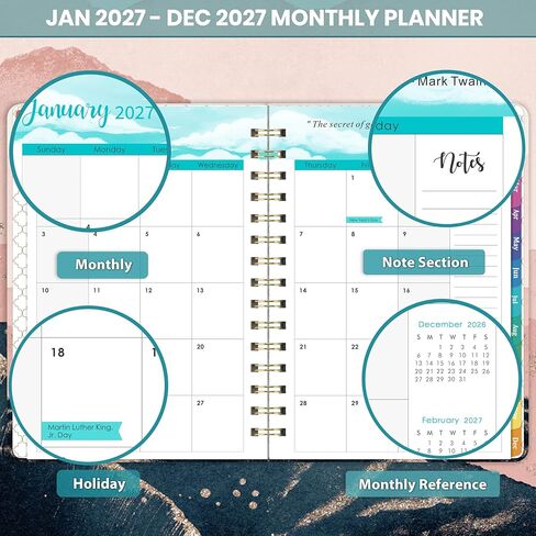 2025 Planner - Planner 2025 with Tabs, Jan 2025 - Dec 2025, Large Weekly and Monthly Planner, 9" x 11", Hardcover Planner with Box + Back Pocket + Twin-Wire Binding + Inner Pocket - Moon in Saudi Arabia