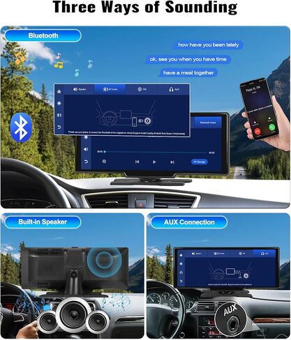 Portable Apple Carplay Screen for Car, 7" Wireless CarPlay & Android Auto Touch Screen Car Stereo with Backup Camera, 64GB Card, Car Audio Mirror Link, Bluetooth, EQ, FM, AUX, Siri, Multimedia Player in Saudi Arabia