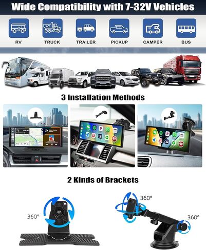 Portable Apple Carplay Screen for Car, 7" Wireless CarPlay & Android Auto Touch Screen Car Stereo with Backup Camera, 64GB Card, Car Audio Mirror Link, Bluetooth, EQ, FM, AUX, Siri, Multimedia Player in Saudi Arabia