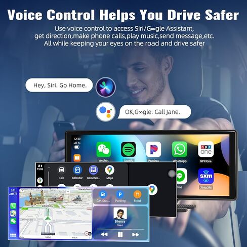 Portable Apple Carplay Screen for Car, 7" Wireless CarPlay & Android Auto Touch Screen Car Stereo with Backup Camera, 64GB Card, Car Audio Mirror Link, Bluetooth, EQ, FM, AUX, Siri, Multimedia Player in Saudi Arabia