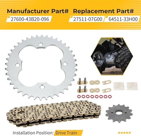 M MATI 96L X-Ring Drive Chain & Drive Sprocket Assembly for Suzuki QuadSport Z 400 LT-Z400 LT-Z400Z 2009 2012-2014 27600-43B20-096 27511-07G00 64511-33H00 in Kuwait
