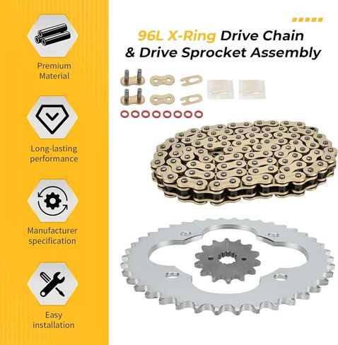 M MATI 96L X-Ring Drive Chain & Drive Sprocket Assembly for Suzuki QuadSport Z 400 LT-Z400 LT-Z400Z 2009 2012-2014 27600-43B20-096 27511-07G00 64511-33H00 in Kuwait