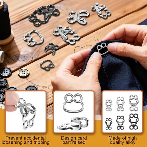 60 Set Hooks and Eyes for Sewing, Clothing Hook Replacement Clasps, Hook and Eye Closures for Fur Coats Jackets Trousers Underwear Sewing DIY Craft in Kuwait