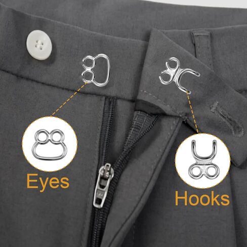 60 Set Hooks and Eyes for Sewing, Clothing Hook Replacement Clasps, Hook and Eye Closures for Fur Coats Jackets Trousers Underwear Sewing DIY Craft in Kuwait