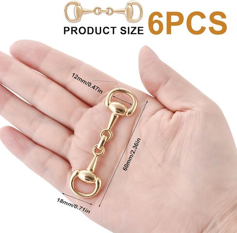 6 PCS Medium Horse Bit Buckle, D Ring Gold Snaffle Bit Buckles, Create Exquisite Equestrian Jewelry for Women. in Kuwait