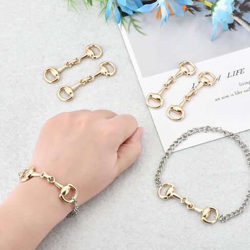 6 PCS Medium Horse Bit Buckle, D Ring Gold Snaffle Bit Buckles, Create Exquisite Equestrian Jewelry for Women. in Kuwait