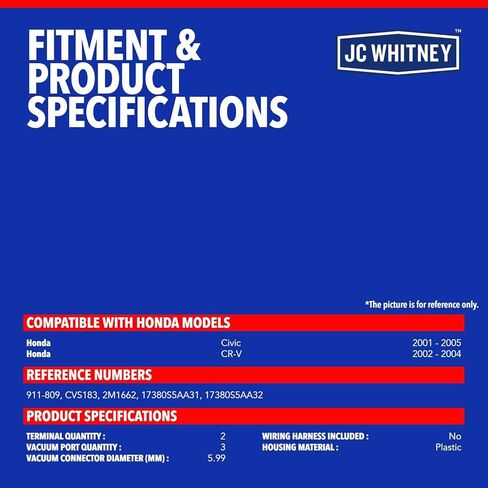 JC Whitney JFBAJCWVCS00061 ملف لولبي لعلبة البخار - متوافق مع Honda Civic 2001-2005، CR-V 2002-2004 - 1.3L 1.7L 2.0L 2.4L in Kuwait