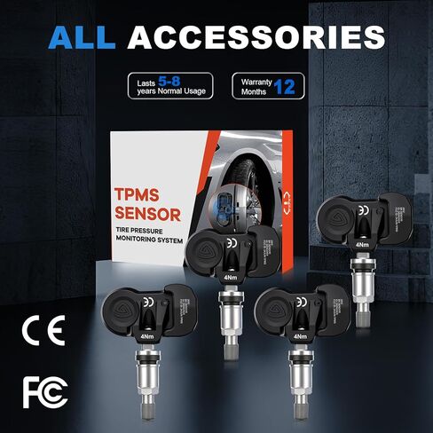 TPMS Sensor Multi-Protocol Tire Pressure Sensors Fit for Jeep/Dodge/Chrysler 315MHz & 433MHz Snap-in Tire Pressure Monitoring for Cherokee Commander Wrangler Compass Ram 1500 Challenger Pacifica 4 PCS in Kuwait