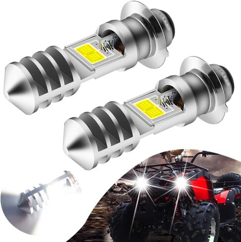 لمبة H6M LED AC/DC 12-48V P15D Hi-Lo Beam White 6000K LED لمبة دراجة نارية لـ Ya maha ATV YF Z YF ​​M Raptor Grizzly Ko diak دراجة نارية جرار سكوتر - 2 حزمة (غلاف فضي) in Kuwait