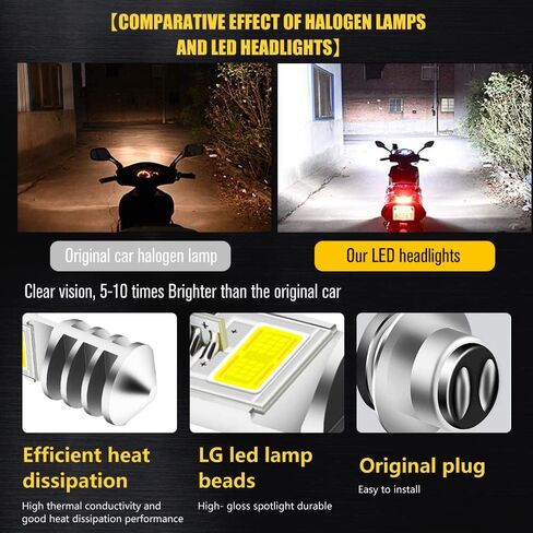 لمبة H6M LED AC/DC 12-48V P15D Hi-Lo Beam White 6000K LED لمبة دراجة نارية لـ Ya maha ATV YF Z YF ​​M Raptor Grizzly Ko diak دراجة نارية جرار سكوتر - 2 حزمة (غلاف فضي) in Kuwait