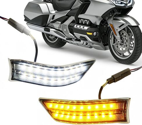دراجة نارية LED الضباب ضوء الجانب أضواء الجري المساعدة إشارات بدوره العنبر متوافق مع هوندا Goldwing GL1800 الملحقات 2018-2022 الجبهة هدية in Kuwait