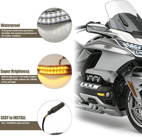دراجة نارية LED الضباب ضوء الجانب أضواء الجري المساعدة إشارات بدوره العنبر متوافق مع هوندا Goldwing GL1800 الملحقات 2018-2022 الجبهة هدية in Kuwait