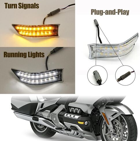 دراجة نارية LED الضباب ضوء الجانب أضواء الجري المساعدة إشارات بدوره العنبر متوافق مع هوندا Goldwing GL1800 الملحقات 2018-2022 الجبهة هدية in Kuwait