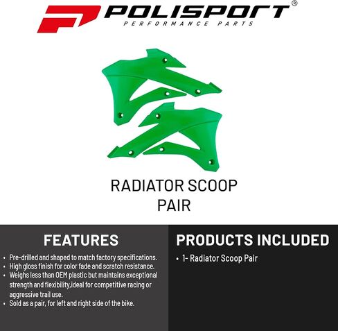 Polisport Radiator Scoops – Green Panels for Kawasaki KX100 (2014-2022) Kawasaki KX85 (2014-2022) – OEM Fit, Glossy Finish, Lightweight & Impact-Resistant, Easy Installation in Kuwait