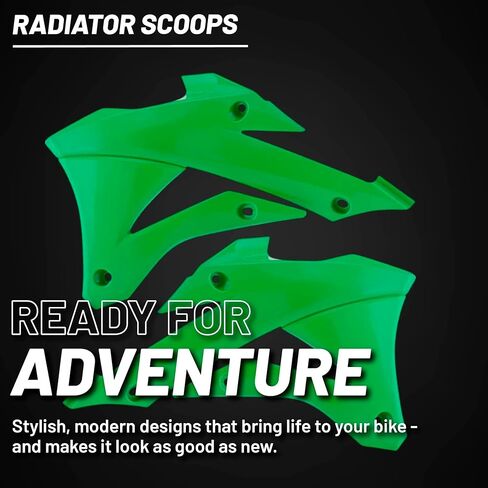 Polisport Radiator Scoops – Green Panels for Kawasaki KX100 (2014-2022) Kawasaki KX85 (2014-2022) – OEM Fit, Glossy Finish, Lightweight & Impact-Resistant, Easy Installation in Kuwait