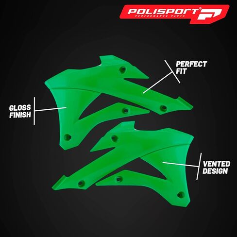 Polisport Radiator Scoops – Green Panels for Kawasaki KX100 (2014-2022) Kawasaki KX85 (2014-2022) – OEM Fit, Glossy Finish, Lightweight & Impact-Resistant, Easy Installation in Kuwait