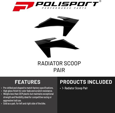 مجارف الرادياتير Polisport - لوحات سوداء لـ KTM EXC/SX/XC (2023-2025) - تناسب OEM، تشطيب لامع، خفيفة الوزن ومقاومة للصدمات، سهلة التركيب in Kuwait