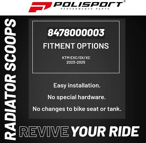 مجارف الرادياتير Polisport - لوحات سوداء لـ KTM EXC/SX/XC (2023-2025) - تناسب OEM، تشطيب لامع، خفيفة الوزن ومقاومة للصدمات، سهلة التركيب in Kuwait