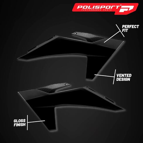 مجارف الرادياتير Polisport - لوحات سوداء لـ KTM EXC/SX/XC (2023-2025) - تناسب OEM، تشطيب لامع، خفيفة الوزن ومقاومة للصدمات، سهلة التركيب in Kuwait