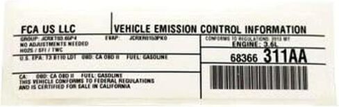 Mopar 68366311AA LABEL VEHICLE EMISSION CONTROL IN in Kuwait