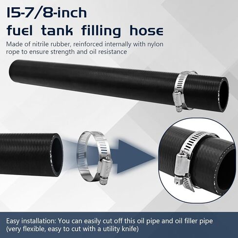 2 1/4" Gasoline Fuel Filler Neck Hose with 4 Clamps - 15 7/8" Length Gas Tank Hose Replacement (2.25" ID Straight) in Kuwait
