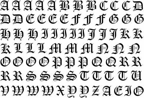 Old English Font Alphabet Upper Case 81 pcs 0.5 Inch Tall Black Fused Glass Decals in Kuwait