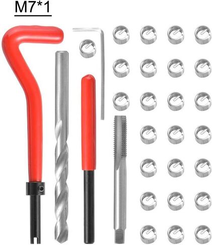 طقم إصلاح خيط متري 30 قطعة من Shkalacar، أداة تركيب خيط متري لـ M3 M4 M7 M9 M11 Helicoil Car Pro Coil Tool M7*1 in Kuwait