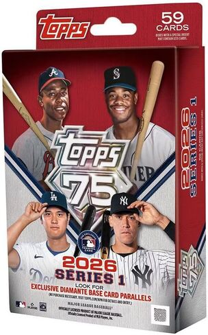 2026 Topps MLB Series 1 Baseball Trading Card Hanger Box | 59 Cards | Look for Exclusive Diamante Base Card Parallels in Kuwait