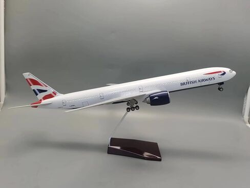 8 بوصات (20 سم) مجموعة نموذج طائرة B777 من الخطوط الجوية البريطانية نموذج طائرة من الراتنج مع حامل طاولة هدية لعشاق الطيران أو ديكورات العرض in Kuwait