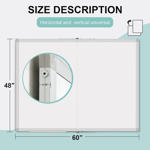 Dry Erase White Board 60 X 48 Inch, Wall-Mounted Silver Aluminum Frame Marker Presentation Board, 5' X 4' Foldable Portable Whiteboard with Pen Tray for School, Classroom, Office & Home in Kuwait