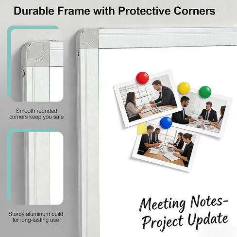Dry Erase White Board 60 X 48 Inch, Wall-Mounted Silver Aluminum Frame Marker Presentation Board, 5' X 4' Foldable Portable Whiteboard with Pen Tray for School, Classroom, Office & Home in Kuwait