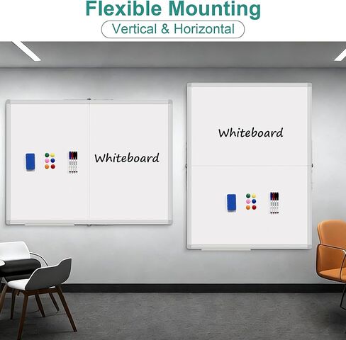 Dry Erase White Board 60 X 48 Inch, Wall-Mounted Silver Aluminum Frame Marker Presentation Board, 5' X 4' Foldable Portable Whiteboard with Pen Tray for School, Classroom, Office & Home in Kuwait