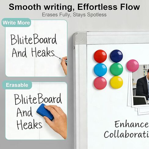 Dry Erase White Board 60 X 48 Inch, Wall-Mounted Silver Aluminum Frame Marker Presentation Board, 5' X 4' Foldable Portable Whiteboard with Pen Tray for School, Classroom, Office & Home in Kuwait