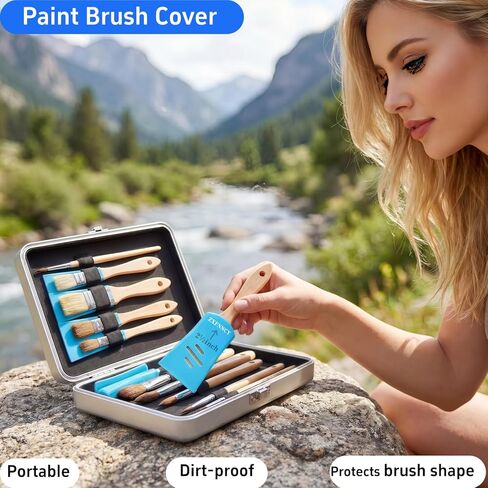 3 Pack Silicone Paint Brush Cover, Universal Paint Brush Protector Guards & Holders for 3 Inch Brushes, Reusable Shield Sleeves to Protect Bristles & Keep Shape Blue (2.5IN) in Kuwait
