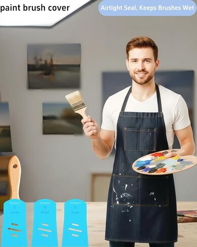 3 Pack Silicone Paint Brush Cover, Universal Paint Brush Protector Guards & Holders for 3 Inch Brushes, Reusable Shield Sleeves to Protect Bristles & Keep Shape Blue (2.5IN) in Kuwait