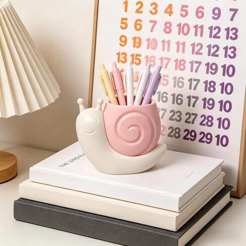 1PCS Cute Snail Pen Holder Multi Use Desk Stationery Organizer Makeup Brush Storage Bucket Gift Ready Desktop Case Office Accessory Container in Kuwait