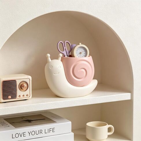 1PCS Cute Snail Pen Holder Multi Use Desk Stationery Organizer Makeup Brush Storage Bucket Gift Ready Desktop Case Office Accessory Container in Kuwait