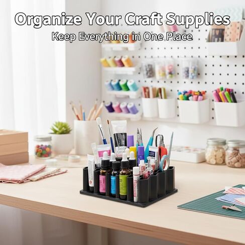 32 Slots Thickened Storage Organizer with 32 Slots, Tiered Desktop Holder for Essential Oils, Craft Tools & Small Tubes in Kuwait