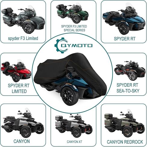 غطاء QYMOTO Can am Spyder F3 المحدود، غطاء كامل لـ RT Limited/Ryker 900/Touring/Sports RT Accessories/Canyon متوافق مع جميع موديلات Spyder، حماية ضد الماء من البحر إلى السماء ومقاومة للرياح في جميع الأحوال الجوية in Kuwait