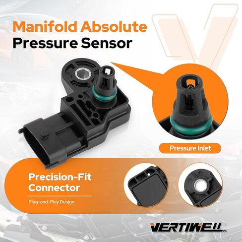 Manifold Absolute Pressure MAP Sensor Compatible with Ford Escape Fusion Mustang Focus Lincoln MKZ MKC 2.0L 1.5L l4 12 13 14 15 16 2017 2018 2019 2020 2021 Replaces AS491 CX2391 BV6Z9F479A in Kuwait