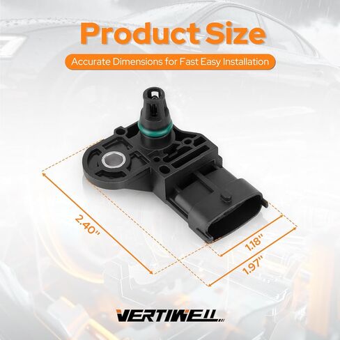 Manifold Absolute Pressure MAP Sensor Compatible with Ford Escape Fusion Mustang Focus Lincoln MKZ MKC 2.0L 1.5L l4 12 13 14 15 16 2017 2018 2019 2020 2021 Replaces AS491 CX2391 BV6Z9F479A in Kuwait