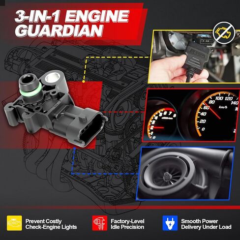 مستشعر MAP الضغط المطلق المنوع: 0261230184 55567257 213-4760 متوافق مع 2011-16 Chevy Cruze L4 1.4L، 2012-20 Sonic L4 1.4L، 2015-21 Trax L4 1.4L، 2013-21 Buick Encore L4 1.4L in Kuwait
