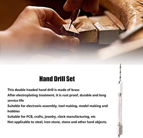 Double Hand Drill, Proof Durable Brass Construction with 2 Collet Design, Precision Twist Bit Hand Drill Set for Electronic Assembly, Model Making, Hobby Projects in Kuwait
