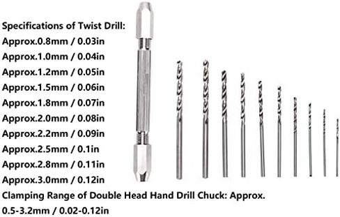 Double Hand Drill, Proof Durable Brass Construction with 2 Collet Design, Precision Twist Bit Hand Drill Set for Electronic Assembly, Model Making, Hobby Projects in Kuwait