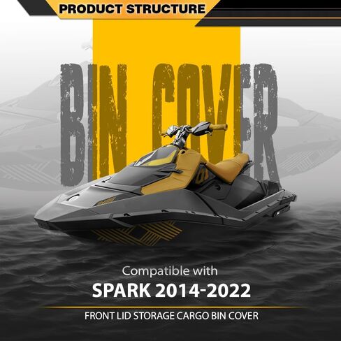 CNNELL Front Deflector Lid Upper Storage Cargo Bin Cover Compatible with Sea-Doo Spark (2up) 2014-2022, Fit Sea-Doo Spark (3up) 2014-2022 295100865, 295100553, 295100864, 295100870 Black in Kuwait