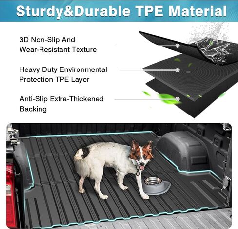 Mixsuper Truck Bed Mat for Chevy Silverado 1500/GMC Sierra 1500 2019-2026, Fit for 6.6 Ft Bed, All Weather Bed Liner TPE Durable Odorless Black in Kuwait