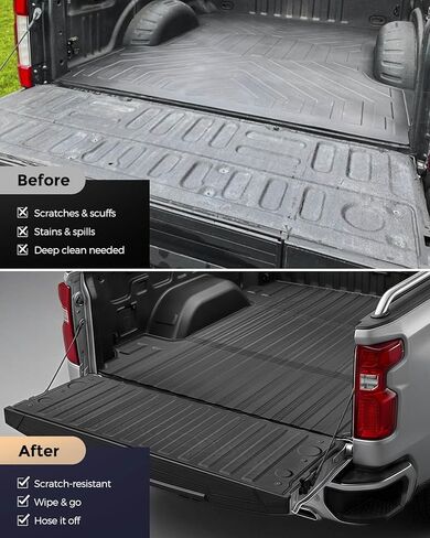 CreekT® Truck Bed Mat for Chevy Silverado for GMC Sierra 1500 2019-2026 6.6 FT, Heavy Duty All-Weather Full Set with Tailgate Mat Accessories (Not Fit Multipro Tailgate/Drop-in Liners/CarbonPro Bed) in Kuwait