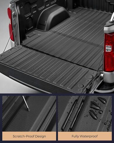 CreekT® Truck Bed Mat for Chevy Silverado for GMC Sierra 1500 2019-2026 6.6 FT, Heavy Duty All-Weather Full Set with Tailgate Mat Accessories (Not Fit Multipro Tailgate/Drop-in Liners/CarbonPro Bed) in Kuwait