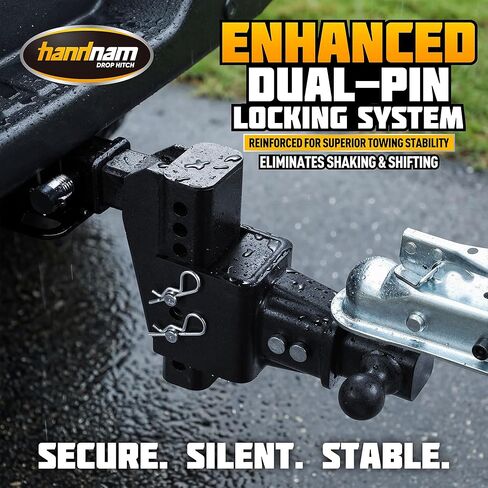 Drop Hitch Heavy Duty for Truck (20,000 LBS GTW), HANDNAM Adjustable Trailer Hitch with 6-Inch Drop/Rise, Tow Hitch, Fits 2-Inch Receiver, Trailer Hitches with Double Anti-Theft Pins Locks in Kuwait